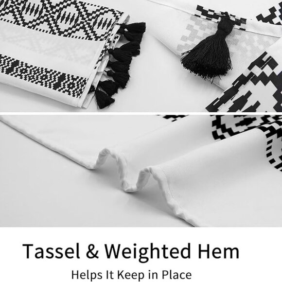 MitoVilla Boho Shower Curtain Set | 72"x72" | NWT | Black & White | Waterproof - Picture 3 of 4